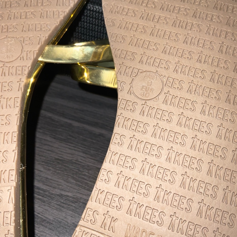 TKEES Gold Metallic Double Strap Slide Sandals - Picture 7 of 7